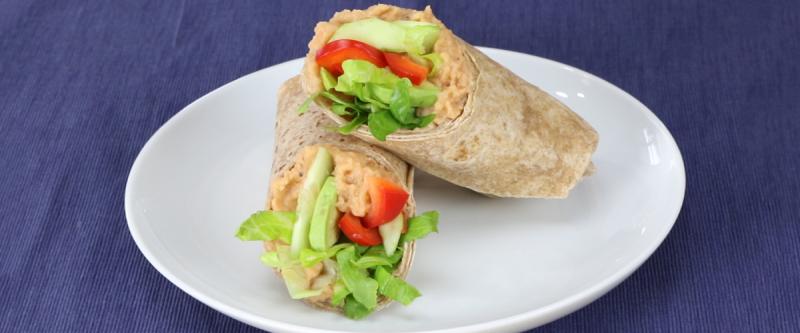White Bean Hummus Wraps With Avocado and Bell Pepper