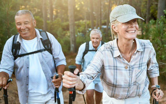 Older adults hiking