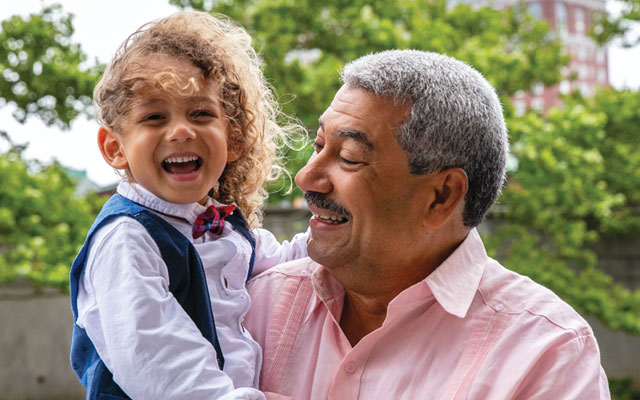 Grandfather and son
