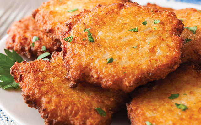 Sweet potato and chard latkes