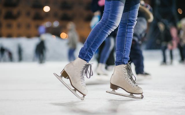 People ice skating (skates only)