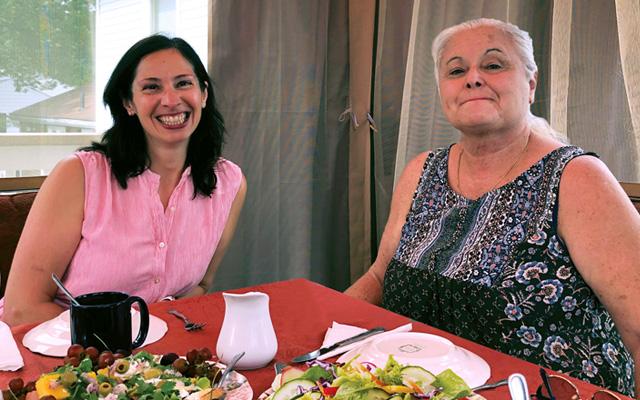 Two women at a table