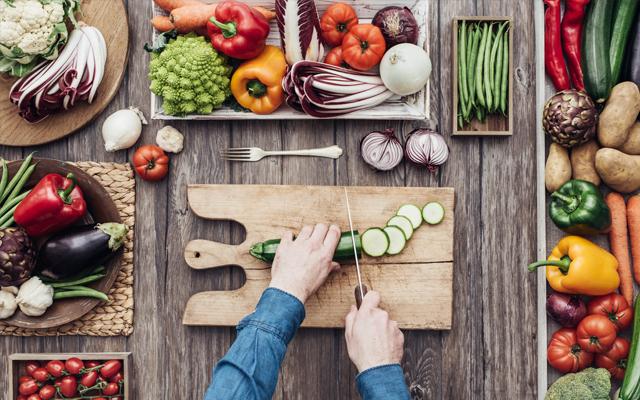 Cutting up vegetables