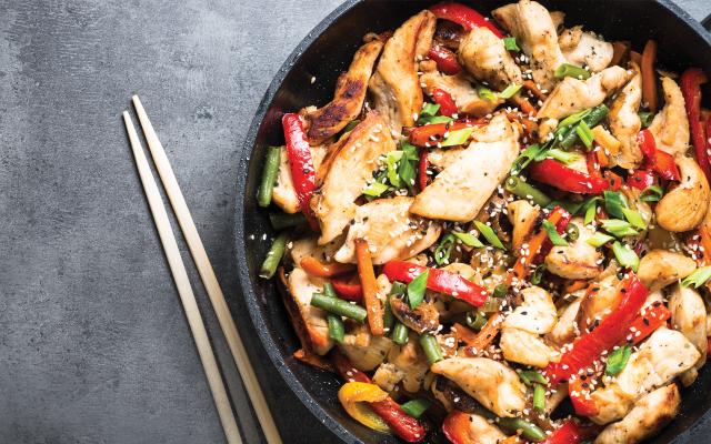 Healthy stir-fry with chicken and vegetables